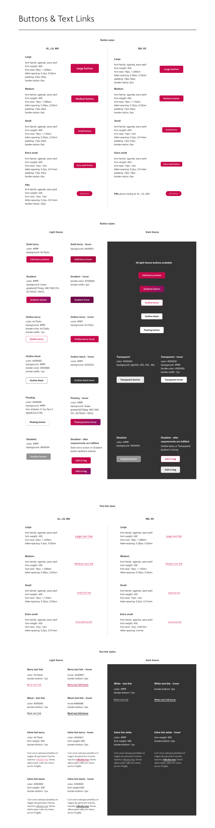 american girl design system buttons and links