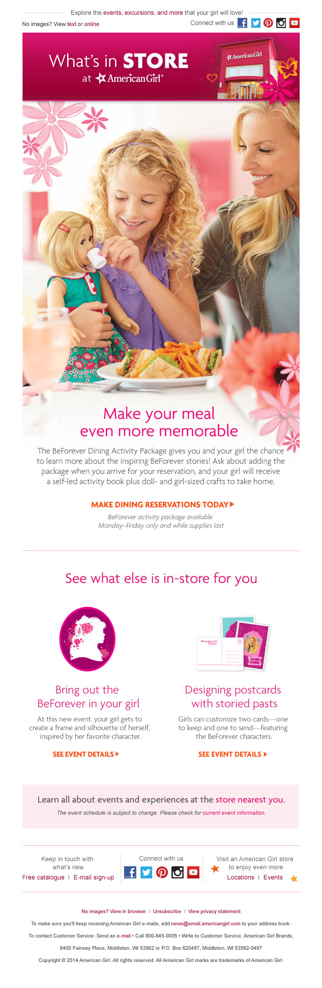 store email about dining