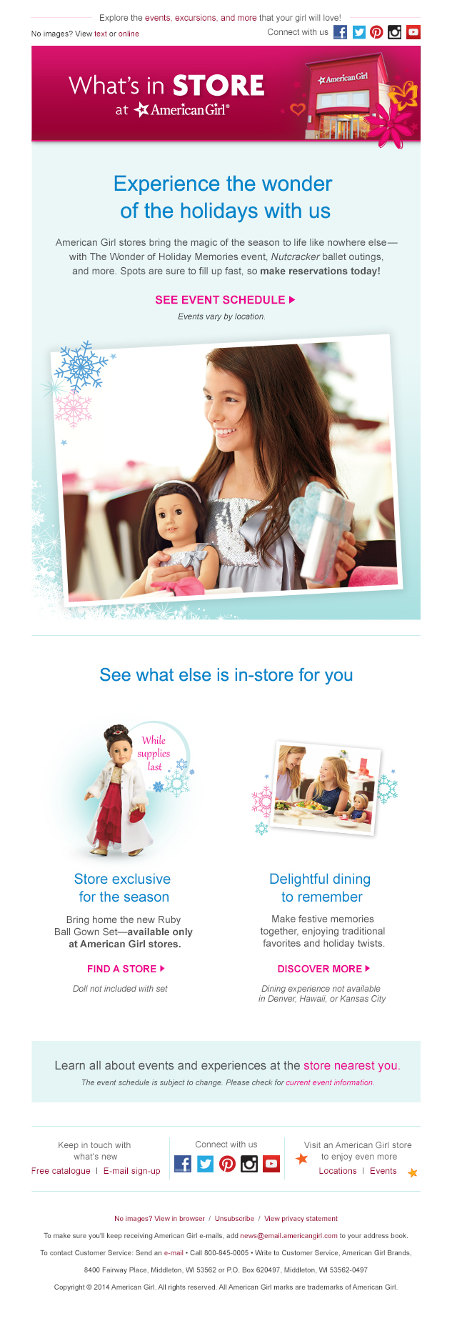 store email about holiday experiences